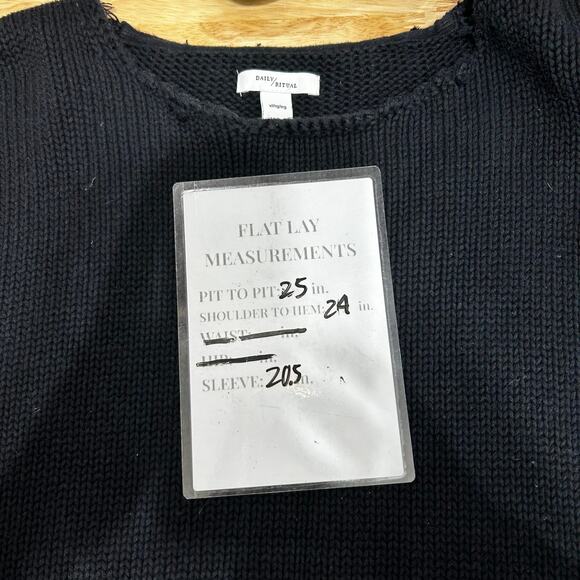 Daily Ritual Boxy Crewneck Knit Cotton Sweater Women's XL Black - Picture 6 of 6